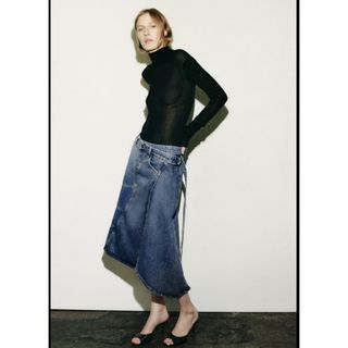 ザラ(ZARA)のZARA / ザラ デニムアシンメトリー スカート M(ひざ丈スカート)