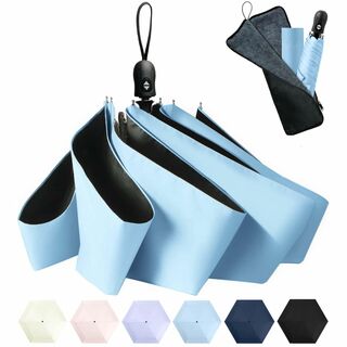 【色: ブルー】[JIS規格] 日傘 折りたたみ傘 ワンタッチ自動開閉 傘カバー(その他)