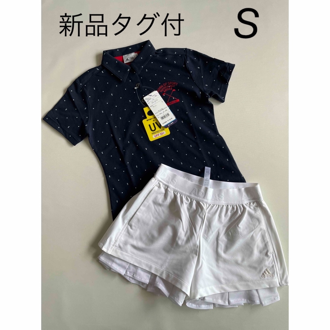 adidas(アディダス)の新品タグ付　定価21130円アディダスゴルフ⛳️可愛い♡レディースセットアップS スポーツ/アウトドアのゴルフ(ウエア)の商品写真