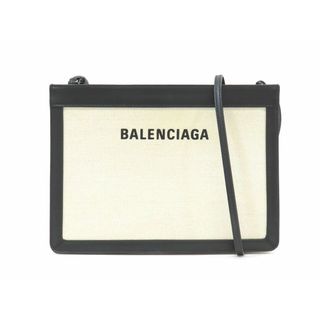 バレンシアガ(Balenciaga)の【新着】バレンシアガ 339937 キャンバス×レザー ホワイト系×ブラック ネイビーポシェット ショルダーバッグ 【池袋店】【中古】(ショルダーバッグ)