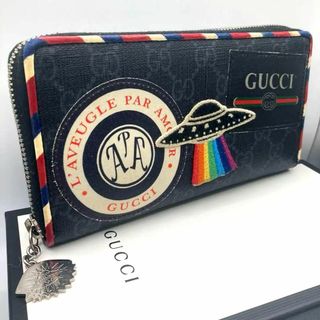 Gucci - 大人気✨グッチ 長財布 ナイトクーリエ UFO 蛇 惑星 PVC GG柄　黒