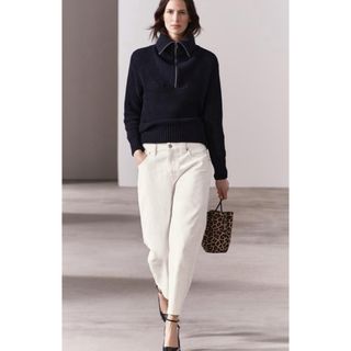 ザラ(ZARA)のZARA/ ザラ BARREL CROPPED ミッドライズ デニムパンツ 38(デニム/ジーンズ)