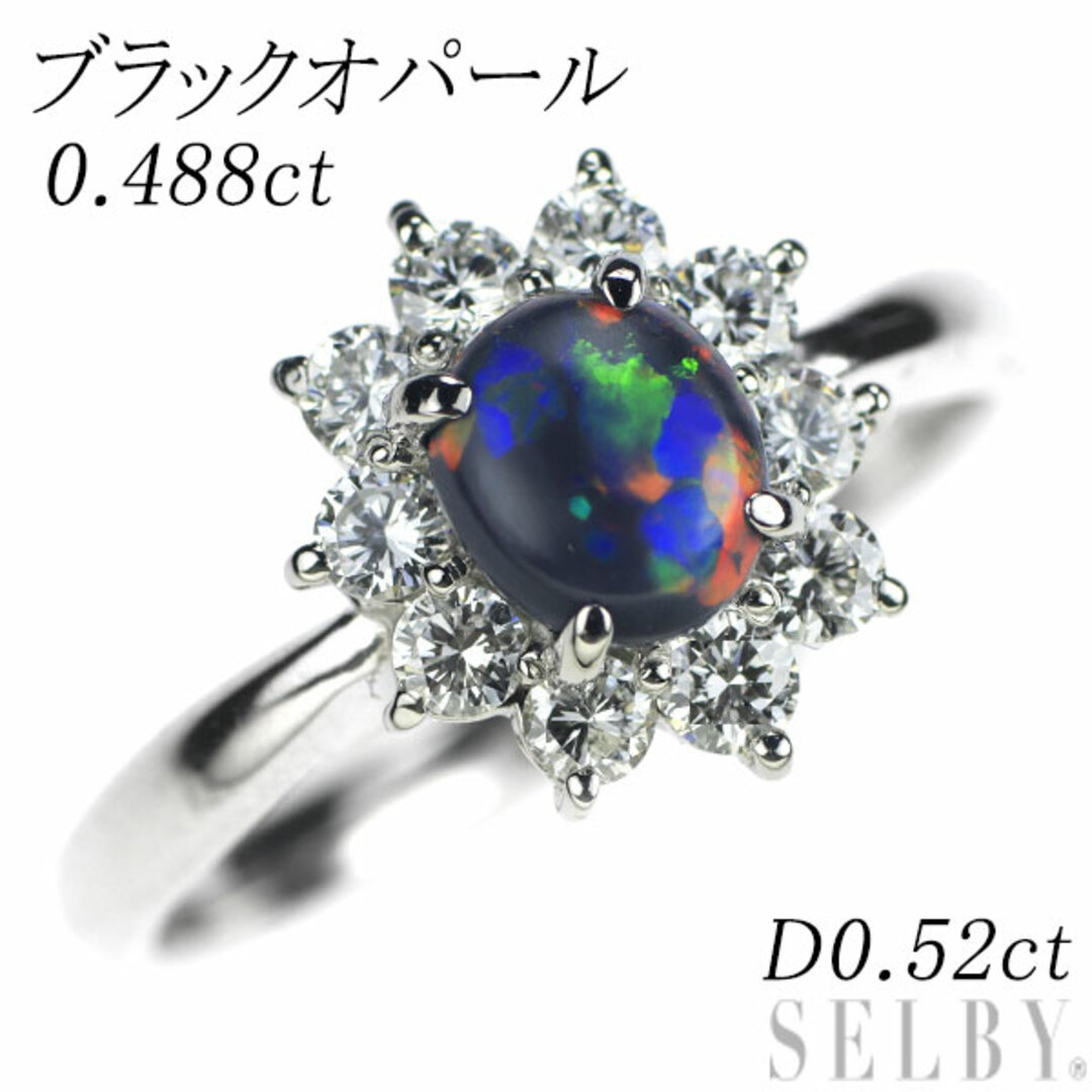 Pt900 ブラックオパール ダイヤモンド リング 0.488ct D0.52ct レディースのアクセサリー(リング(指輪))の商品写真
