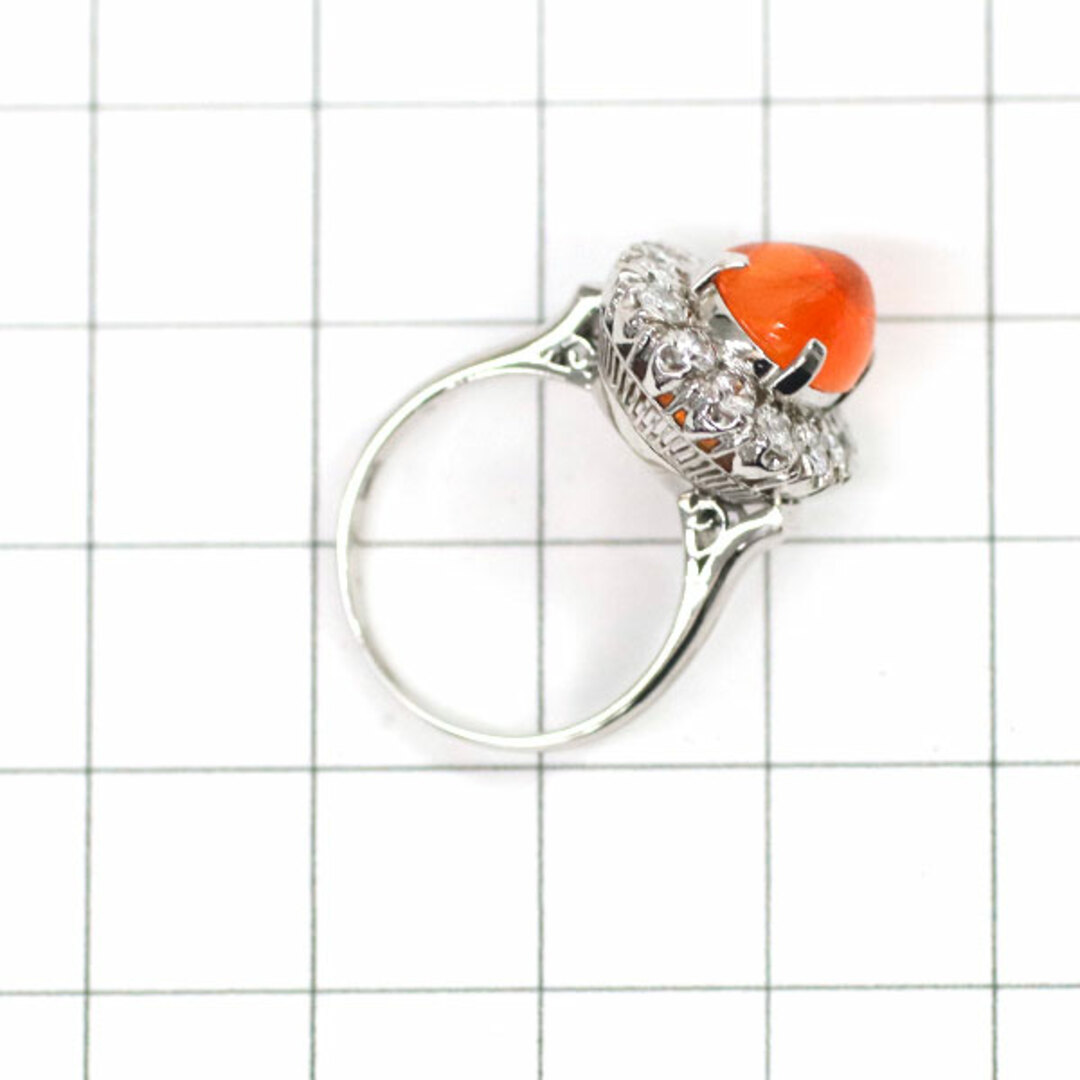 Pt850 ファイアーオパール ダイヤモンド リング 0.55ct 千本透かし レディースのアクセサリー(リング(指輪))の商品写真
