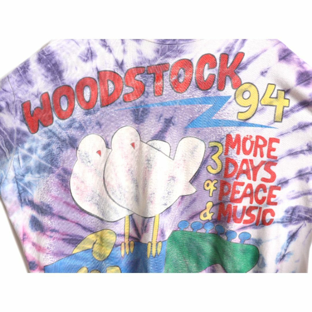 90s ★ ウッドストック 1994 プリント タイダイ Tシャツ メンズ L 程/ 90年代 Woodstock オールド ロック バンド 当時物 シングルステッチ メンズのトップス(Tシャツ/カットソー(半袖/袖なし))の商品写真