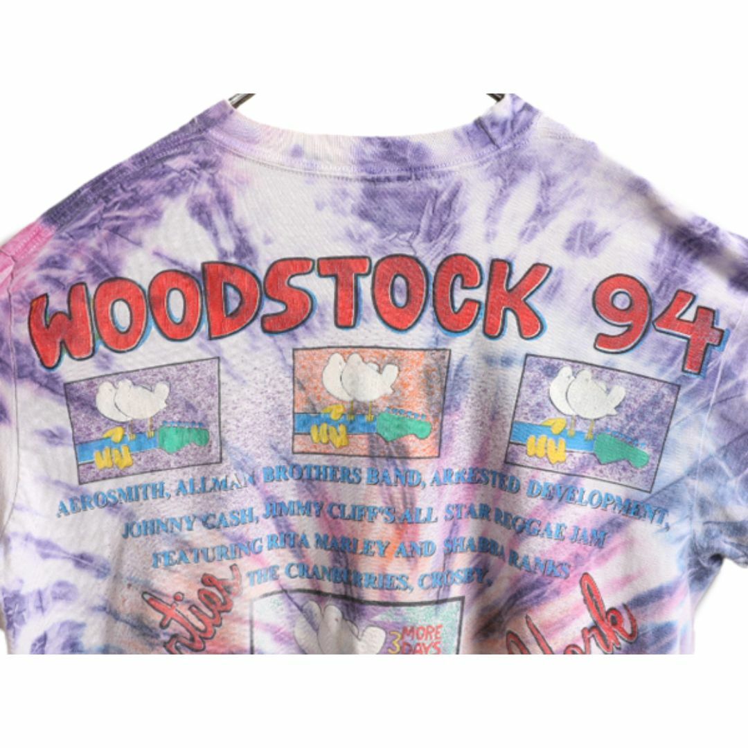 90s ★ ウッドストック 1994 プリント タイダイ Tシャツ メンズ L 程/ 90年代 Woodstock オールド ロック バンド 当時物 シングルステッチ メンズのトップス(Tシャツ/カットソー(半袖/袖なし))の商品写真