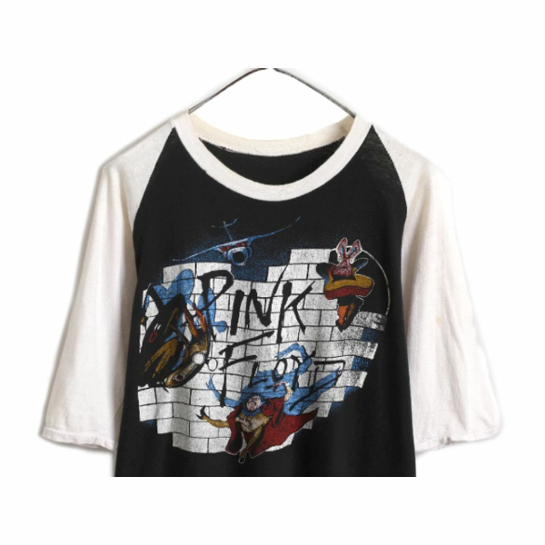 パキ綿 80s ★ ピンクフロイド ツアー プリント ベースボール Tシャツ メンズ S / 80年代 ヴィンテージ PINK FLOYD 当時物 バンド ラグラン メンズのトップス(Tシャツ/カットソー(七分/長袖))の商品写真