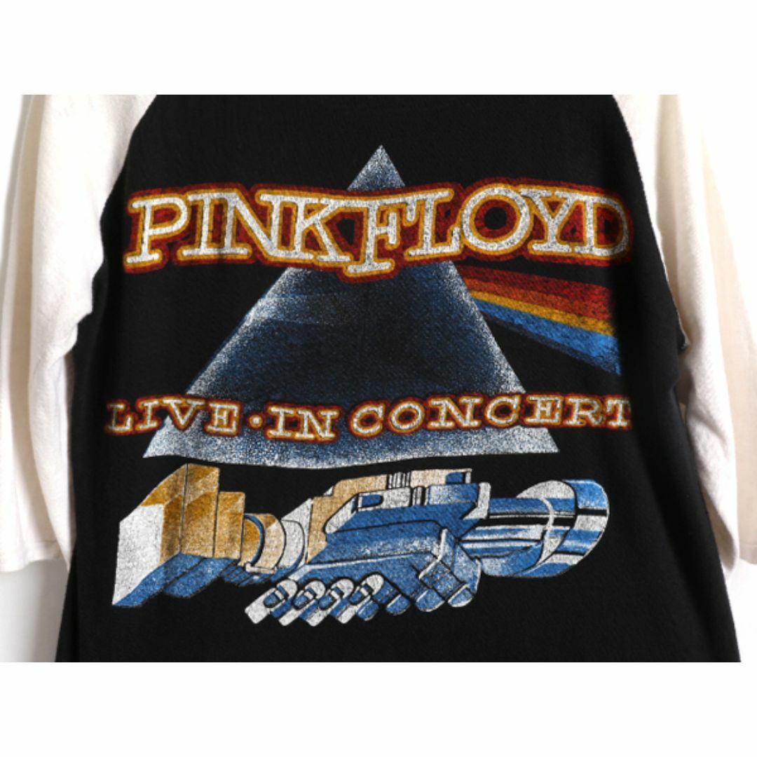 パキ綿 80s ★ ピンクフロイド ツアー プリント ベースボール Tシャツ メンズ S / 80年代 ヴィンテージ PINK FLOYD 当時物 バンド ラグラン メンズのトップス(Tシャツ/カットソー(七分/長袖))の商品写真