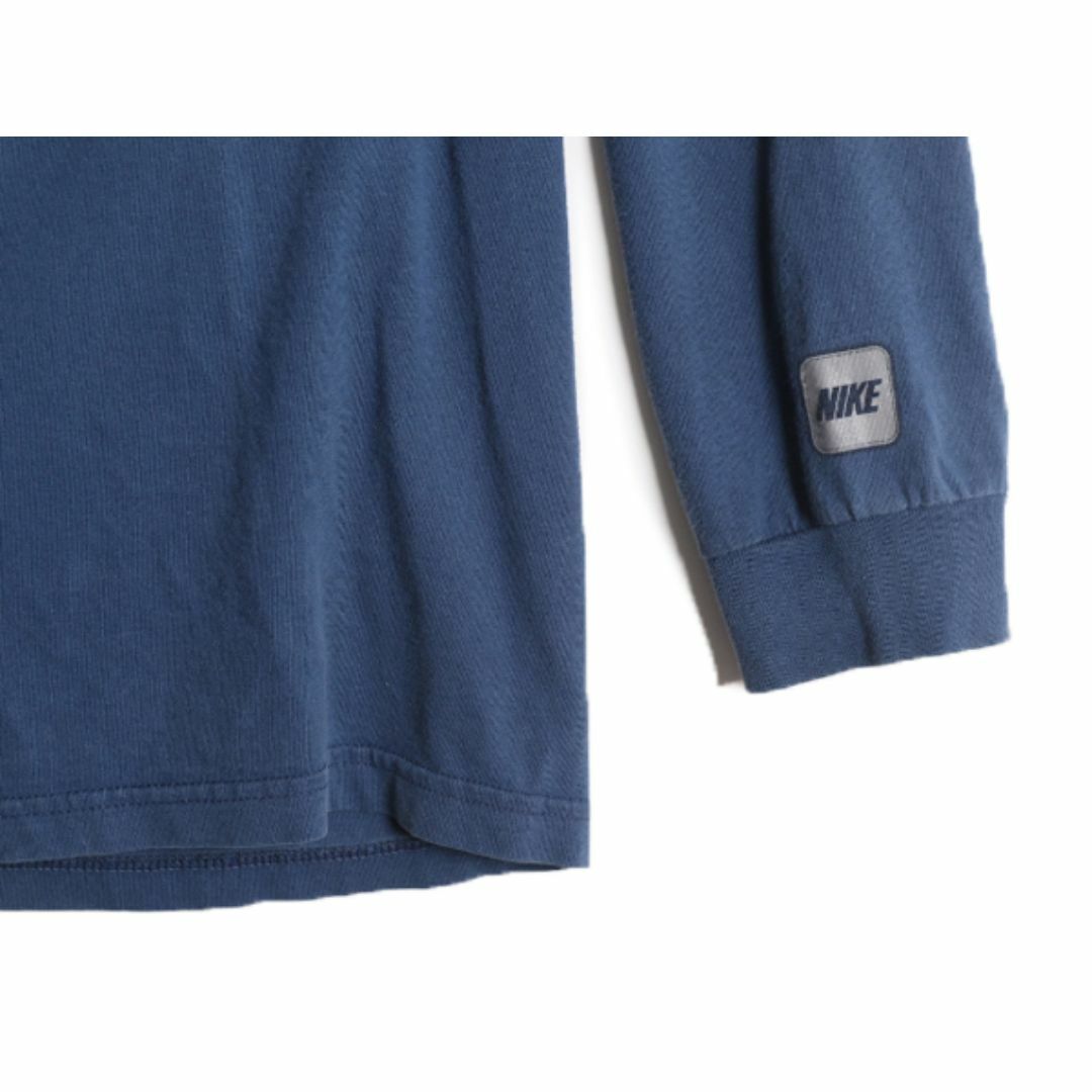 NIKE(ナイキ)の00s ナイキ スウォッシュ 刺繍 長袖 Tシャツ メンズ L 古着 00年代 オールド NIKE ビッグ ロゴ ロンT クルーネック ブルー ヘビーウェイト メンズのトップス(Tシャツ/カットソー(七分/長袖))の商品写真