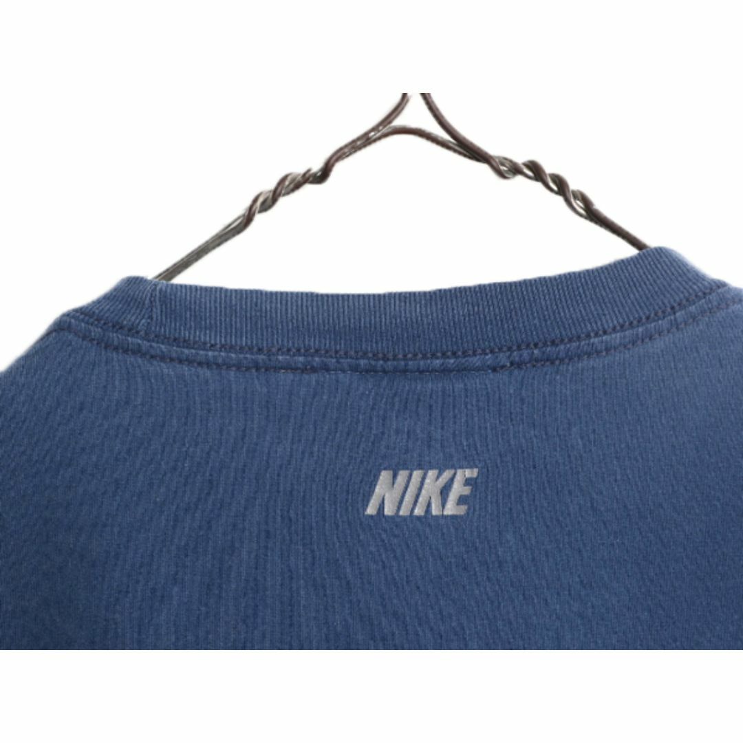 NIKE(ナイキ)の00s ナイキ スウォッシュ 刺繍 長袖 Tシャツ メンズ L 古着 00年代 オールド NIKE ビッグ ロゴ ロンT クルーネック ブルー ヘビーウェイト メンズのトップス(Tシャツ/カットソー(七分/長袖))の商品写真