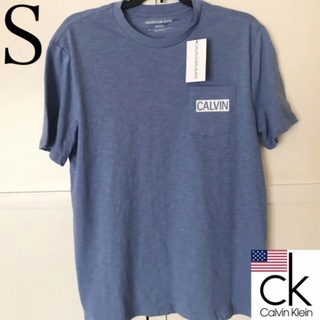 カルバンクライン(Calvin Klein)のレア 新品 カルバンクライン USA メンズ ロゴ Tシャツ 淡ブルー S 下着(Tシャツ/カットソー(半袖/袖なし))