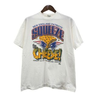 90年代 USA製 PRO PLAYER プロプレイヤー NFL ニューイングランド・ペイトリオッツ 半袖Ｔシャツ ホワイト (メンズ XL) 中古 古着 Q6493(Tシャツ/カットソー(半袖/袖なし))