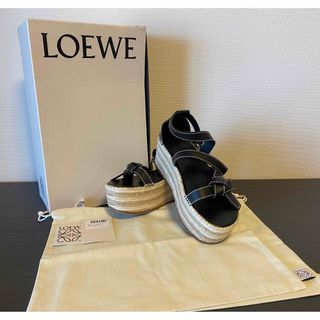 ロエベ(LOEWE)のロエベ　ゲート　サンダル　ブラック　黒　サイズ40 ウエッジソール(サンダル)