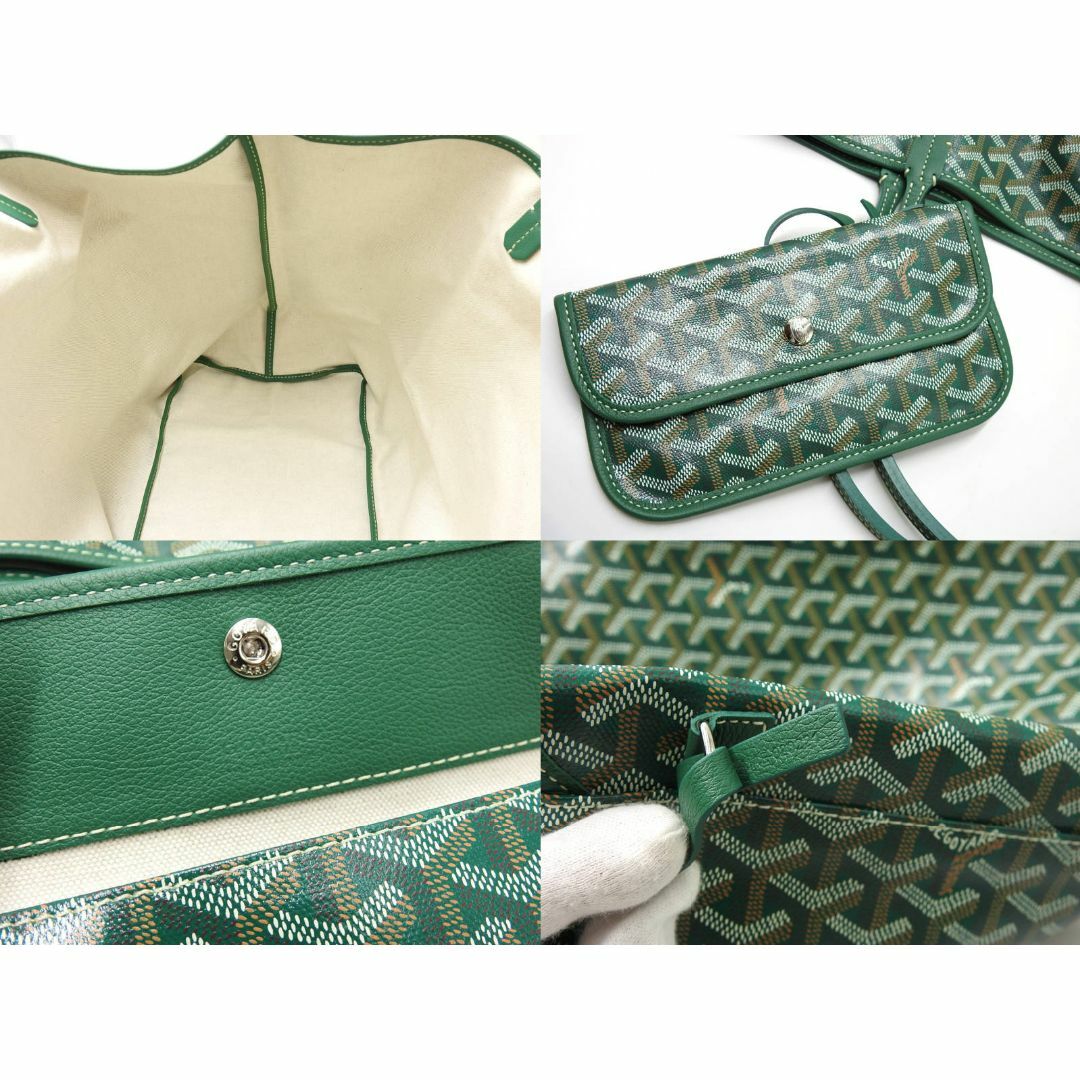 GOYARD(ゴヤール)のGOYARD ゴヤール サンルイGM トートバッグ ショルダーバッグ PVC キャンバス レザー グリーン ポーチ付き【中古】 レディースのバッグ(トートバッグ)の商品写真