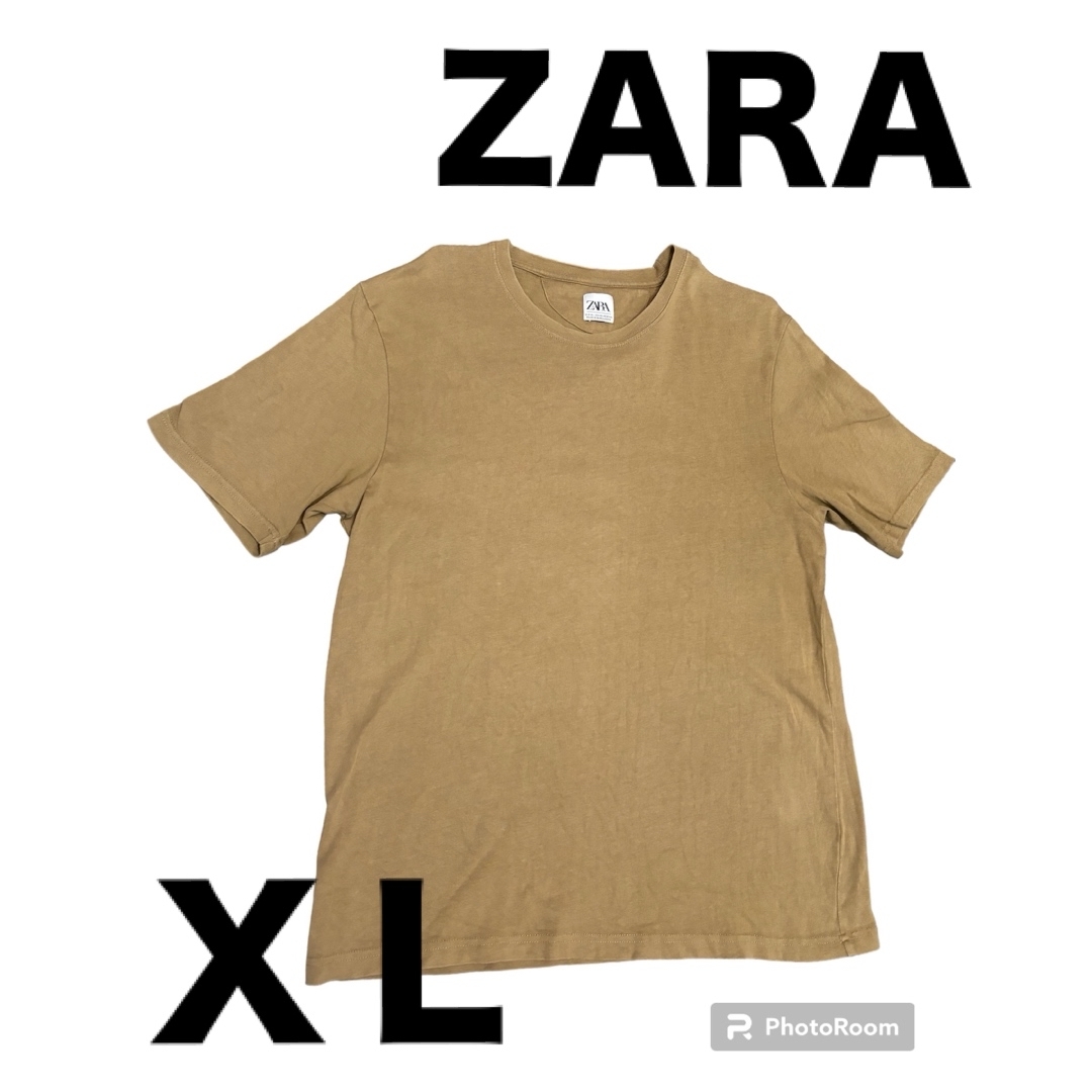 ZARA(ザラ)のZARA ザラ　 Tシャツ 半袖 無地 コットン　ブラウン　ＸＬ メンズのトップス(Tシャツ/カットソー(半袖/袖なし))の商品写真