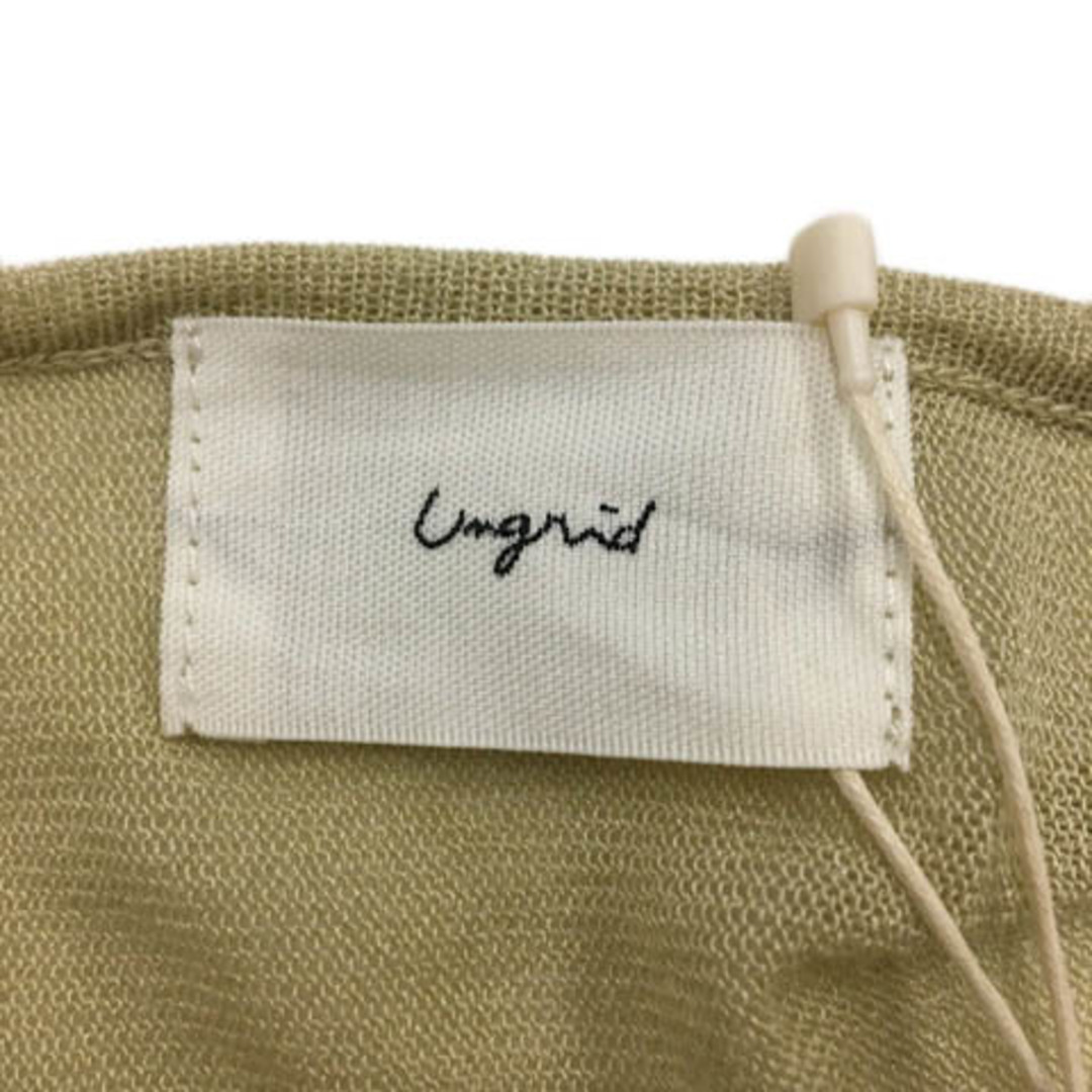 Ungrid(アングリッド)のアングリッド カットソー ニット プルオーバー シアー 無地 長袖 F 黄緑 レディースのトップス(カットソー(長袖/七分))の商品写真