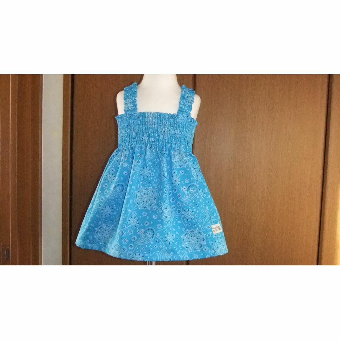 【A596】シャーリング  サンドレス 90cm ペイズリー柄 キッズ/ベビー/マタニティのキッズ服女の子用(90cm~)(ワンピース)の商品写真