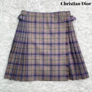 クリスチャンディオール(Christian Dior)の【美品】Christian Dior ディオール チェック プリーツ スカート(ひざ丈スカート)