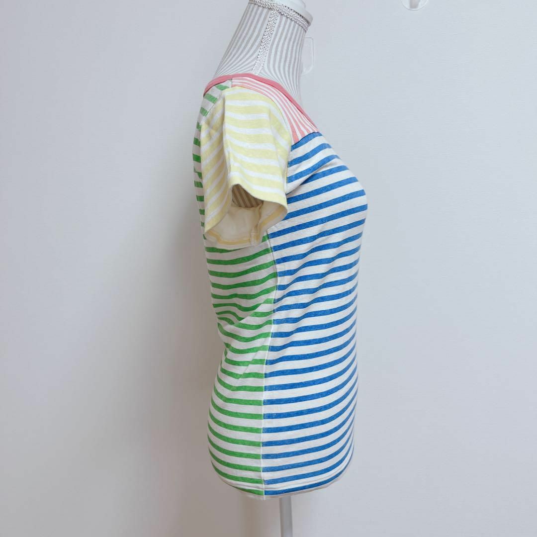 ストアーズ　クレイジーボーダーTシャツ　カラフル【36】ヴィンテージ風　コットン レディースのトップス(Tシャツ(半袖/袖なし))の商品写真