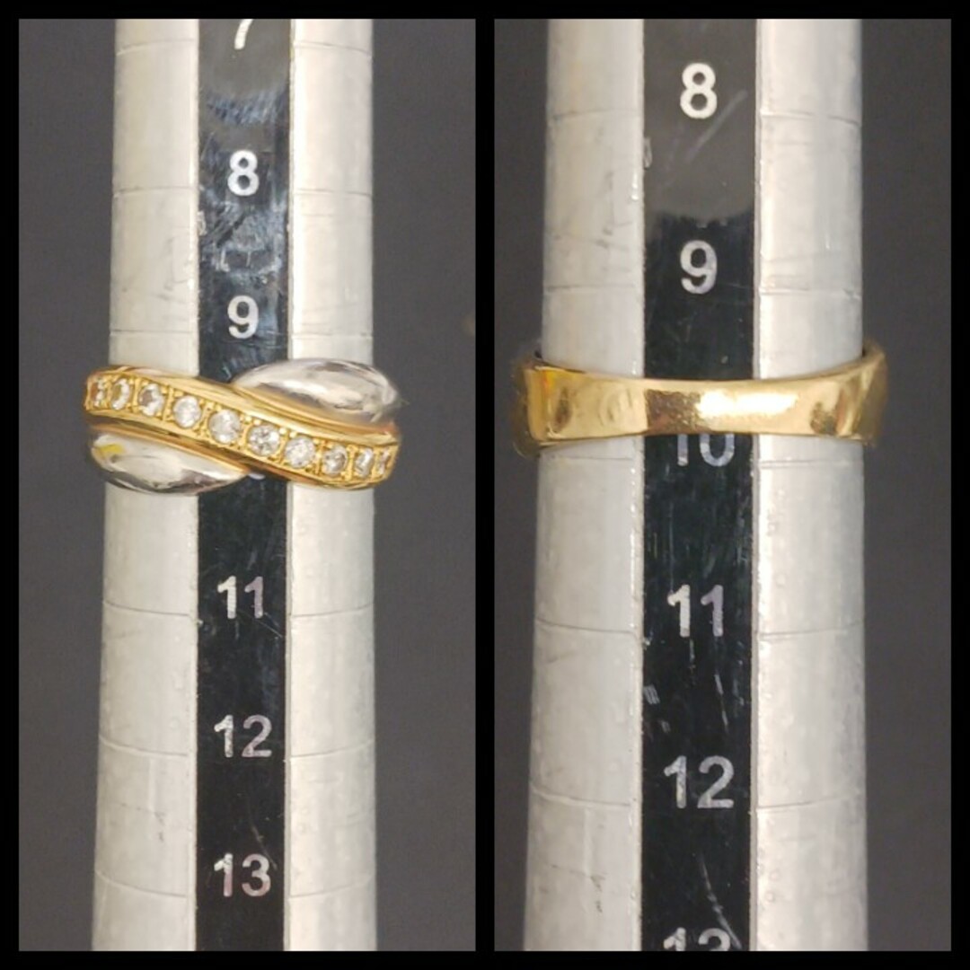(M051304)K18 Pt900 リング YG プラチナ コンビ ダイヤ ダ レディースのアクセサリー(リング(指輪))の商品写真