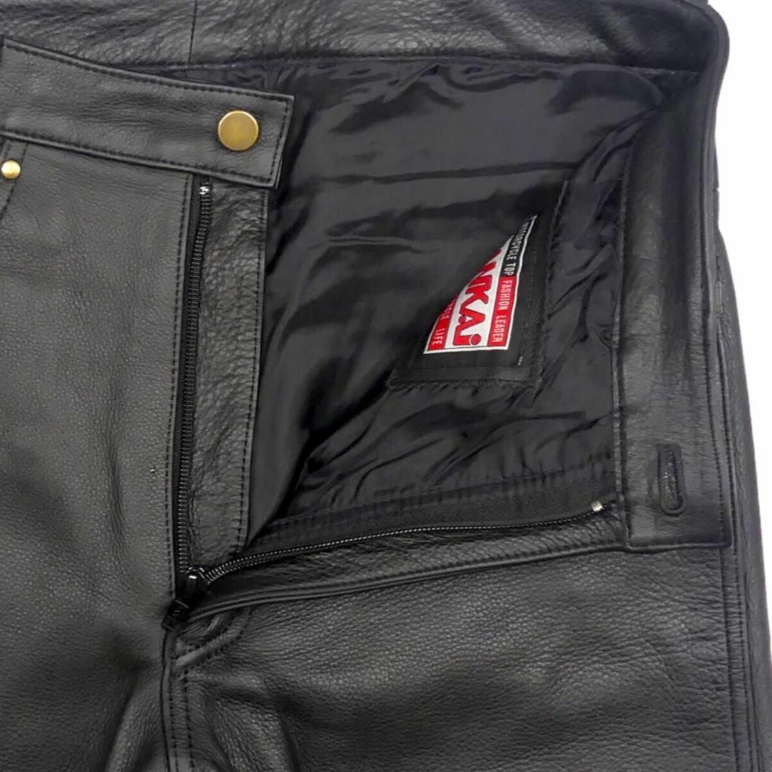 南海部品(ナンカイブヒン)のレザーパンツ バイク 本革 NANKAI メンズ 黒 W32 本皮 AS110 メンズのパンツ(その他)の商品写真