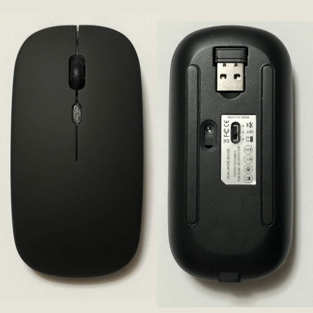 ワイヤレスマウス LED 黒 Bluetooth 無線 軽量 充電式 スマホ/家電/カメラのPC/タブレット(PC周辺機器)の商品写真