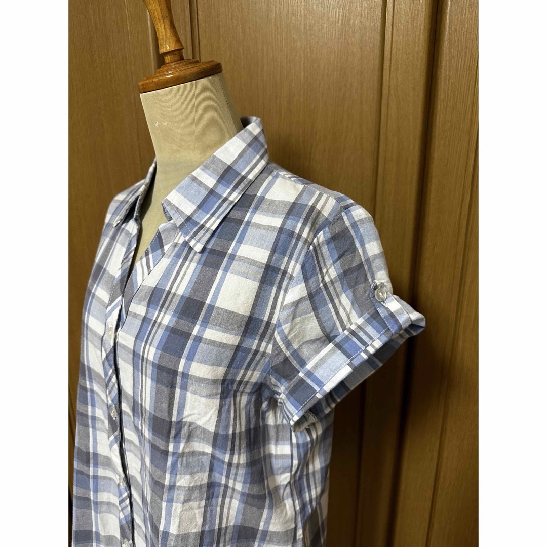 【Pur colore】チェックシャツ　半袖　M レディースのトップス(シャツ/ブラウス(半袖/袖なし))の商品写真