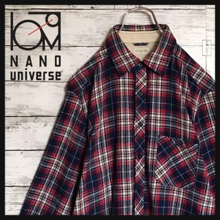 nano・universe - 【人気定番】ナノユニバース  チェックシャツ　スリム　赤　紺　C199