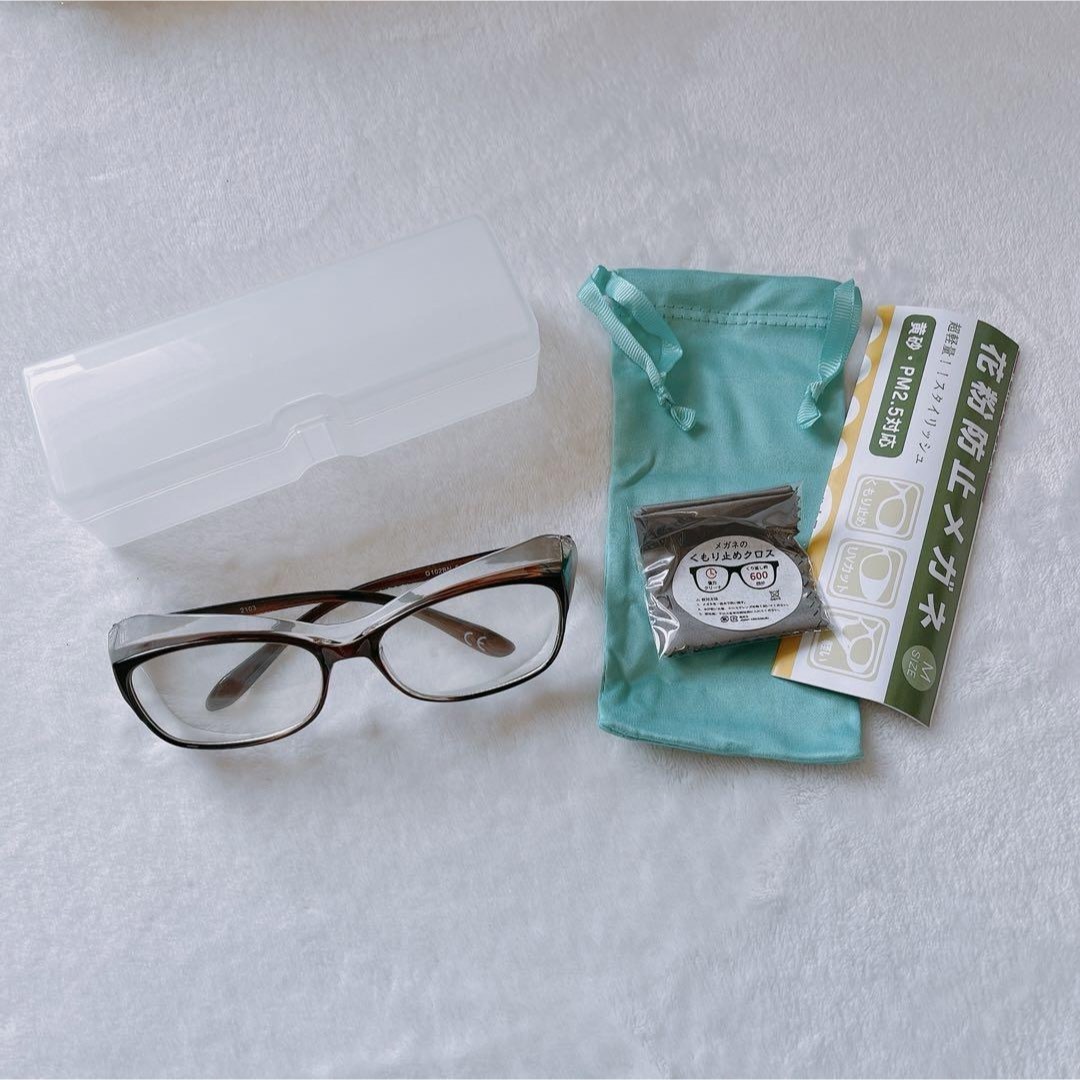 花粉防止メガネ ブルーライトカット 黄砂 PM2.5 ブラウン レディースのファッション小物(サングラス/メガネ)の商品写真