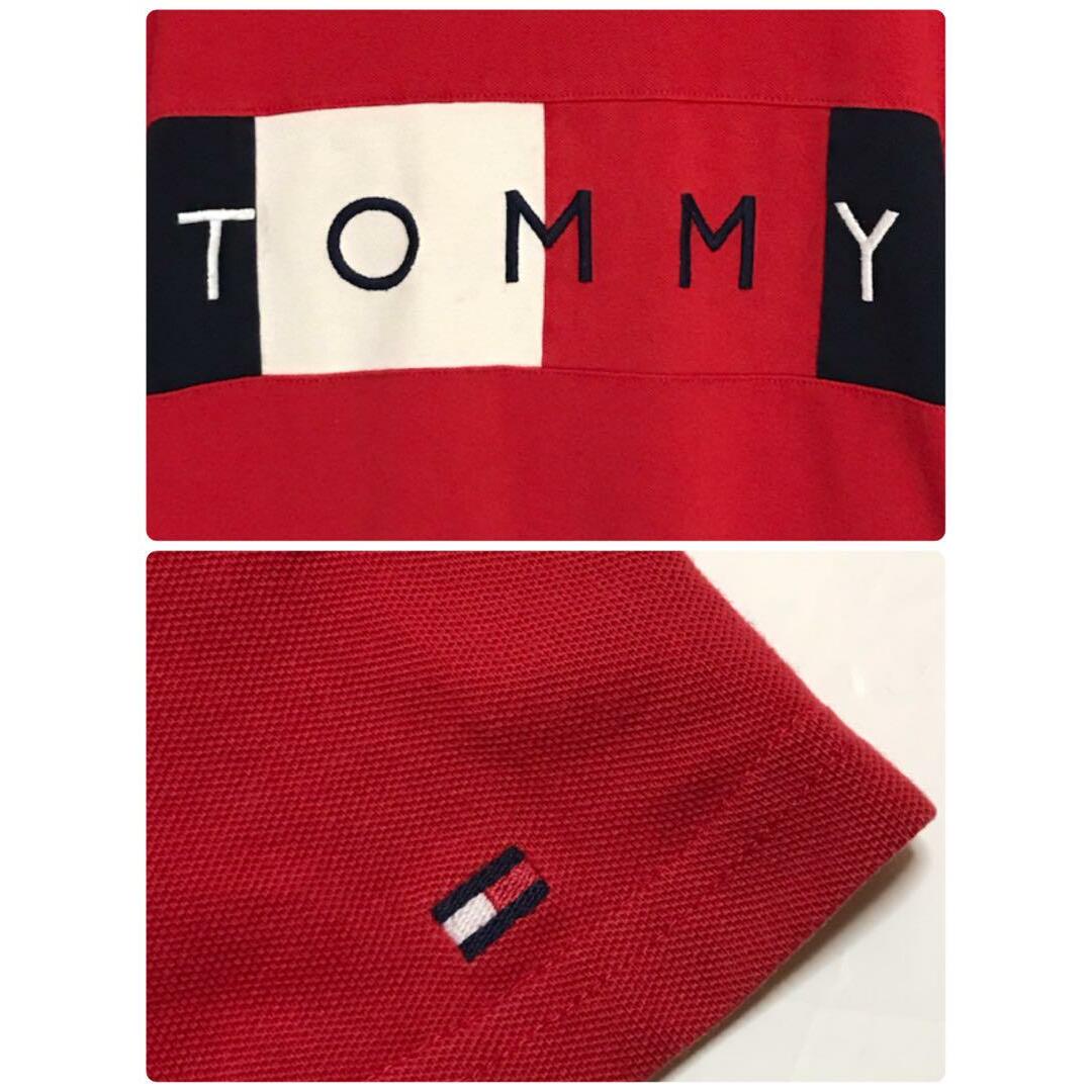 TOMMY HILFIGER(トミーヒルフィガー)の【鹿の子素材】トミーヒルフィガー　センターロゴ入りTシャツ　レッド　A1132 メンズのトップス(Tシャツ/カットソー(半袖/袖なし))の商品写真