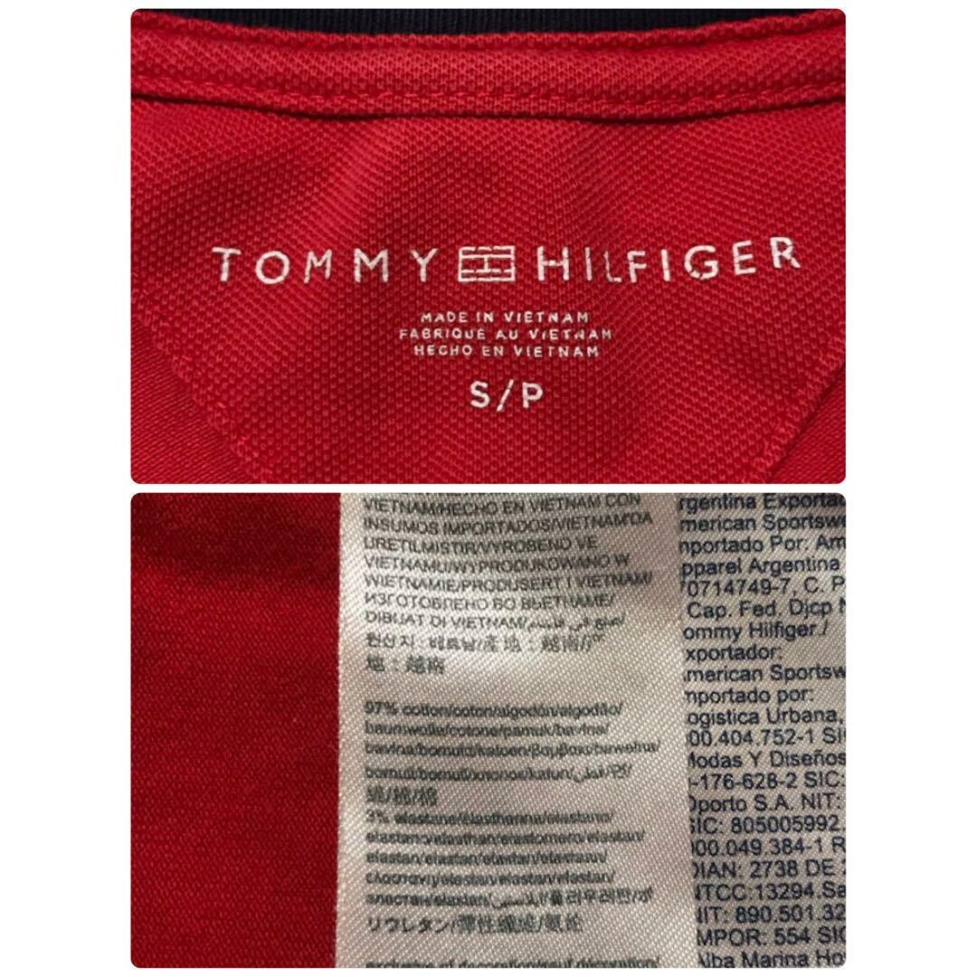 TOMMY HILFIGER(トミーヒルフィガー)の【鹿の子素材】トミーヒルフィガー　センターロゴ入りTシャツ　レッド　A1132 メンズのトップス(Tシャツ/カットソー(半袖/袖なし))の商品写真