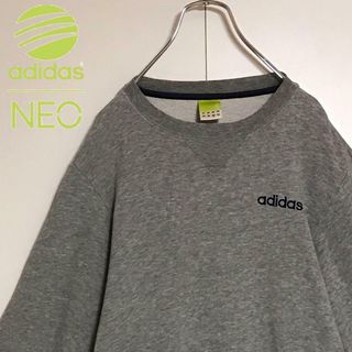 アディダス(adidas)の【袖プリント】アディダスネオ　刺繍ロゴ入りトレーナー　グレー　C372(スウェット)