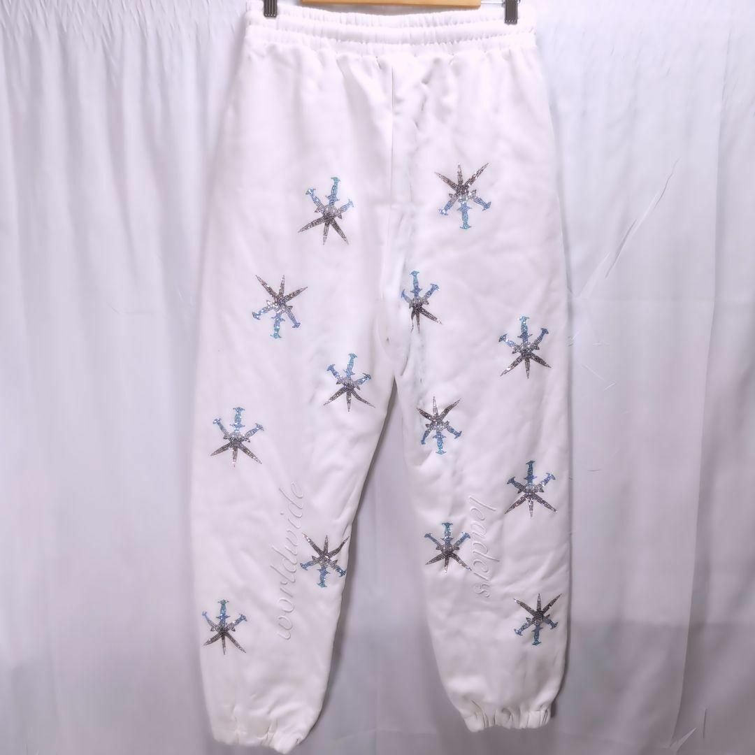 UNKNOWN キラキラ スウェット ラインストーン ホワイト M メンズのパンツ(その他)の商品写真