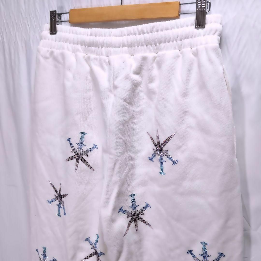 UNKNOWN キラキラ スウェット ラインストーン ホワイト M メンズのパンツ(その他)の商品写真