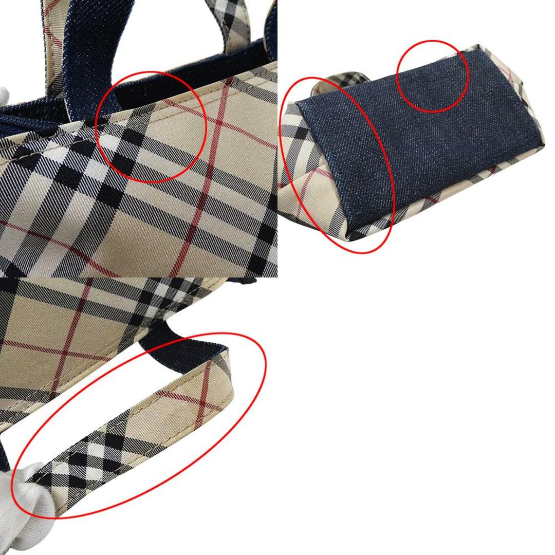 BURBERRY(バーバリー)のバーバリー BURBERRY バッグ レディース ブランド ハンドバッグ ナイロン デニム ベージュ チェック クマ ベア コンパクト ミニバッグ マイクロバッグ おしゃれ かわいい 【中古】 レディースのバッグ(ハンドバッグ)の商品写真