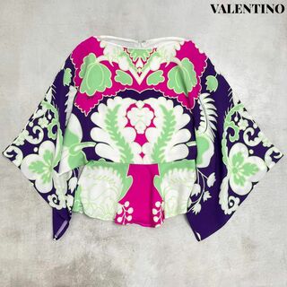 ヴァレンティノ(VALENTINO)の【美品】VALENTINO ヴァレンティノ シルク プリント ドレス ブラウス(シャツ/ブラウス(長袖/七分))