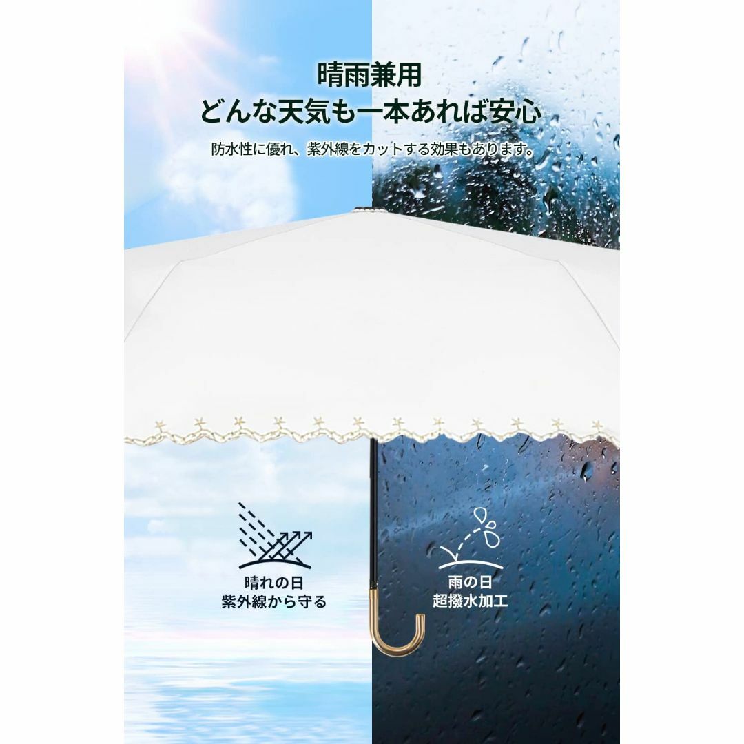 【色: ドット-ホワイト】日傘 折りたたみ傘 超軽量 174g/194g UVカ レディースのファッション小物(その他)の商品写真