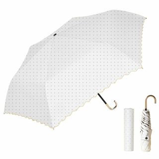 【色: ドット-ホワイト】日傘 折りたたみ傘 超軽量 174g/194g UVカ(その他)
