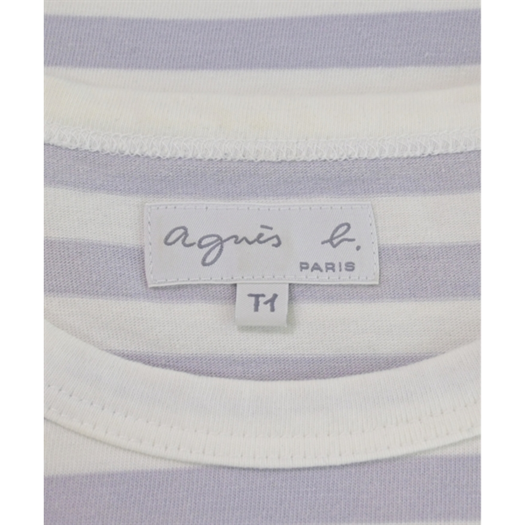 agnes b.(アニエスベー)のAgnes b. Tシャツ・カットソー T2(M位) 白x紫(ボーダー) 【古着】【中古】 レディースのトップス(カットソー(半袖/袖なし))の商品写真