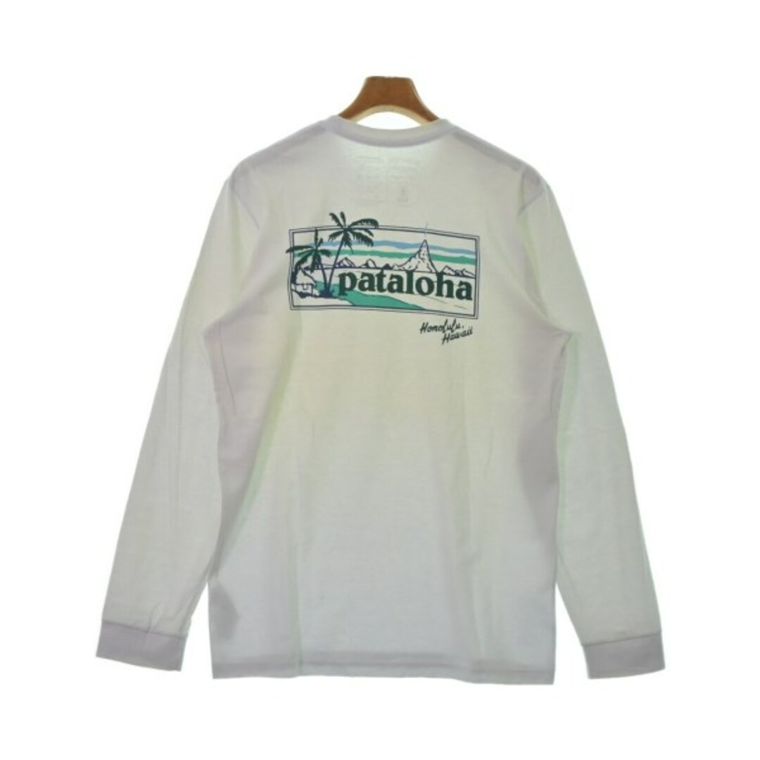 patagonia(パタゴニア)のpatagonia Tシャツ・カットソー M 白系x緑(水色がかっています) 【古着】【中古】 メンズのトップス(Tシャツ/カットソー(半袖/袖なし))の商品写真