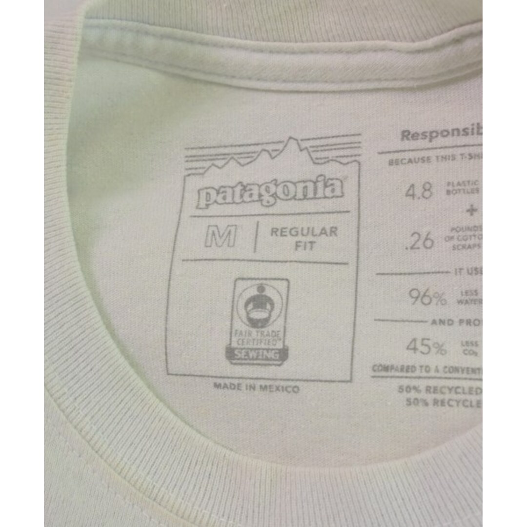 patagonia(パタゴニア)のpatagonia Tシャツ・カットソー M 白系x緑(水色がかっています) 【古着】【中古】 メンズのトップス(Tシャツ/カットソー(半袖/袖なし))の商品写真