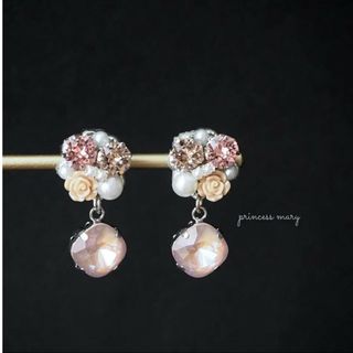 先着1名様限定❤️シルバー》大粒ダスティピンク♡薔薇 pink bijouピアス(ピアス)