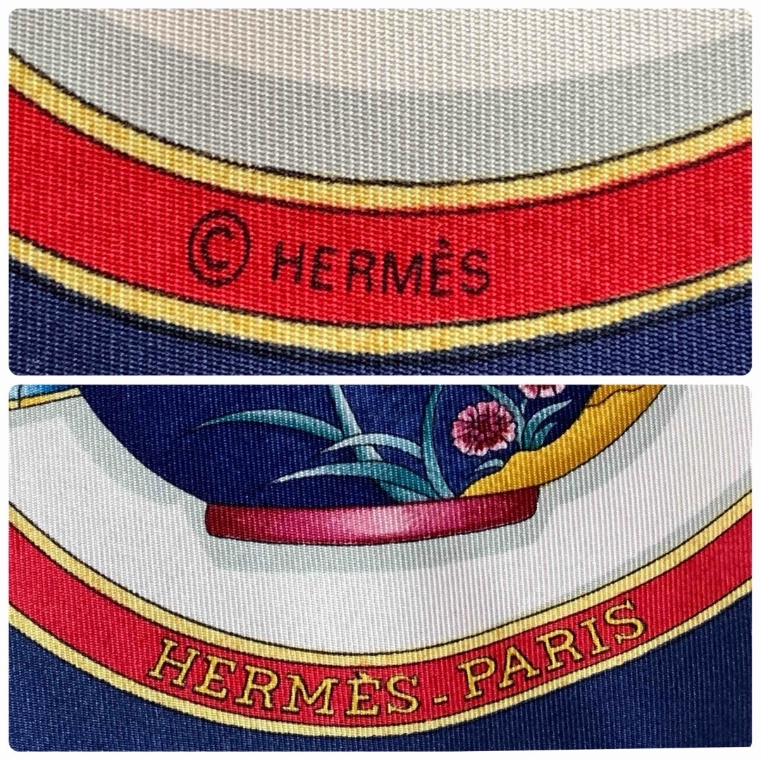 Hermes(エルメス)のHERMES エルメス スカーフ カレ 90 香水瓶 ブルー ネイビー レディースのファッション小物(バンダナ/スカーフ)の商品写真
