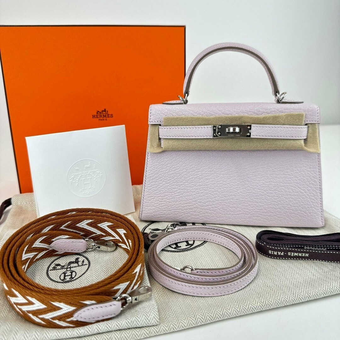 Hermes(エルメス)の新品 HERMES エルメス Mini kelly ミニケリー Mauve pale モーヴパール Chevre シェーブル PHW シルバー金具 Stamp-B B刻印 レディースバッグ 2wayバッグ ショルダーバッグ レディースのバッグ(ショルダーバッグ)の商品写真