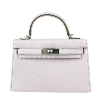 エルメス(Hermes)の新品 HERMES エルメス Mini kelly ミニケリー Mauve pale モーヴパール Chevre シェーブル PHW シルバー金具 Stamp-B B刻印 レディースバッグ 2wayバッグ ショルダーバッグ(ショルダーバッグ)