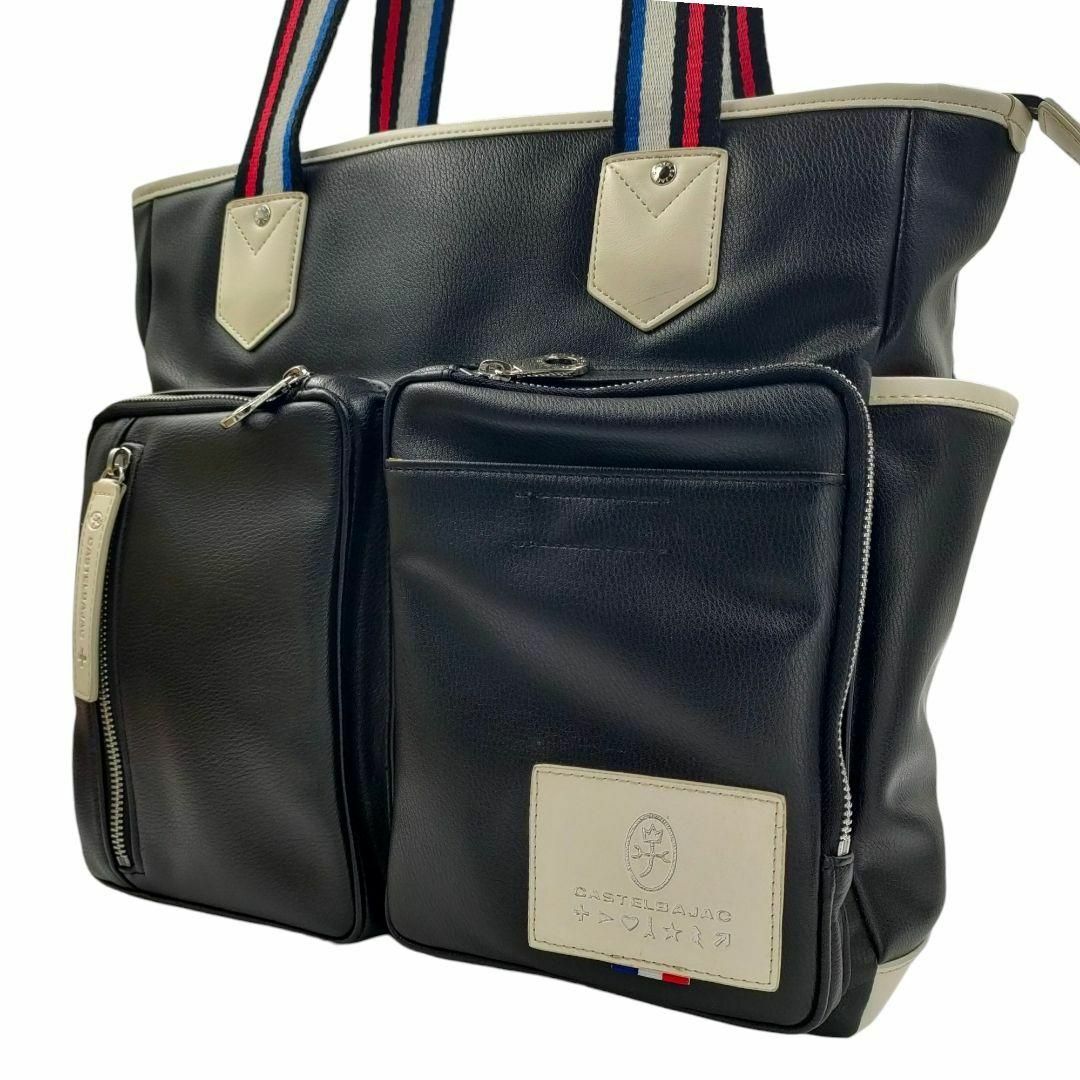 CASTELBAJAC(カステルバジャック)のカステルバジャック A4可 トートバッグ 家紋ロゴ レザー 肩掛け ブラック系 メンズのバッグ(トートバッグ)の商品写真
