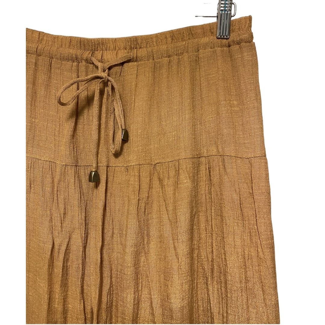 "全日本婦人子供服工業組合連合会" フレアスカート　ウエストゴム　ブラウン レディースのスカート(ロングスカート)の商品写真