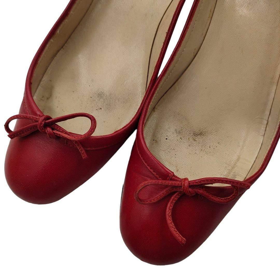 Christian Louboutin(クリスチャンルブタン)のクリスチャンルブタン リボン パンプス ヒール レザー レッド系 36 1/2 レディースの靴/シューズ(ハイヒール/パンプス)の商品写真