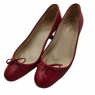 クリスチャンルブタン(Christian Louboutin)のクリスチャンルブタン リボン パンプス ヒール レザー レッド系 36 1/2(ハイヒール/パンプス)