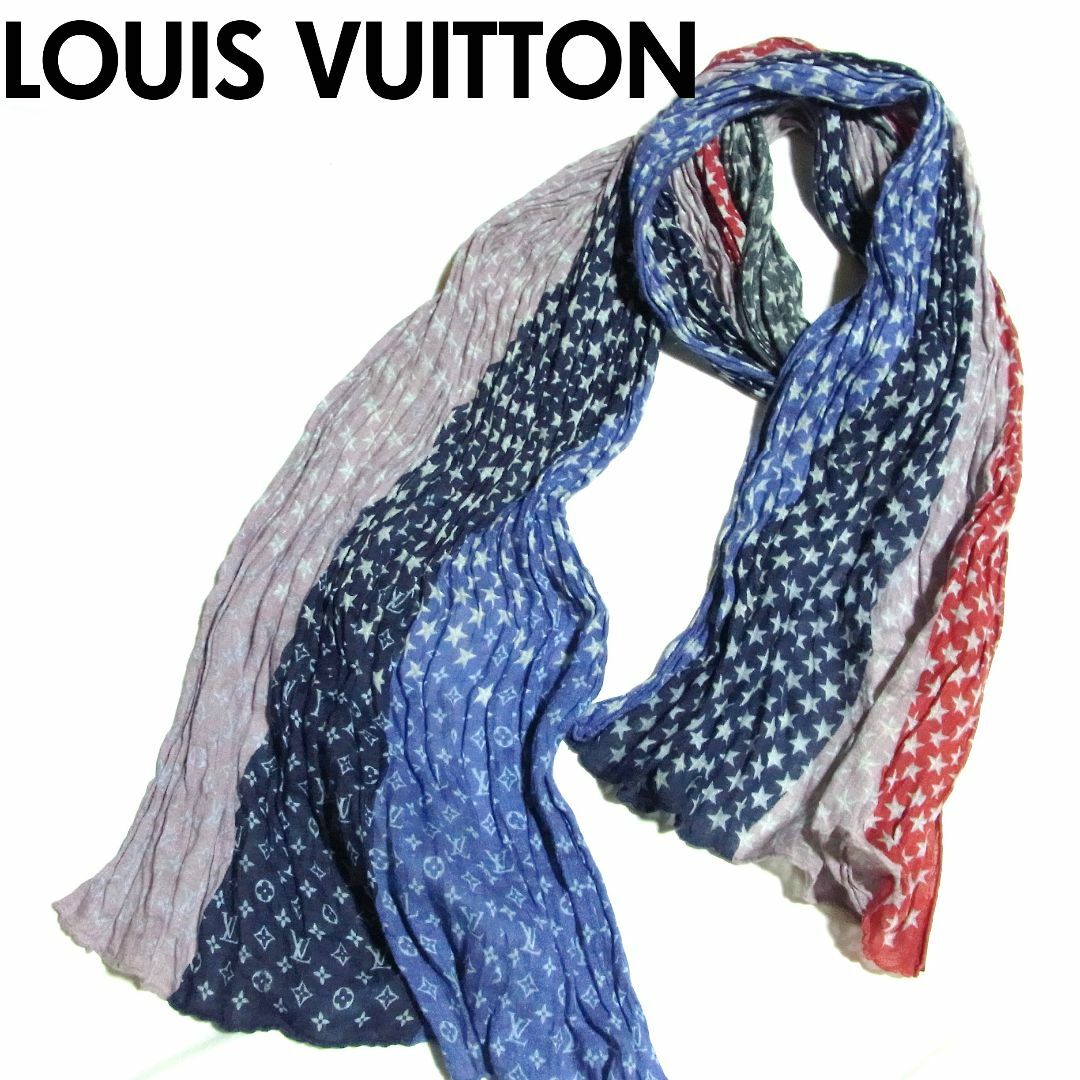 LOUIS VUITTON(ルイヴィトン)のルイヴィトン エトール モノグラム スターズ ストール 星柄 リネン シルク メンズのファッション小物(ストール)の商品写真